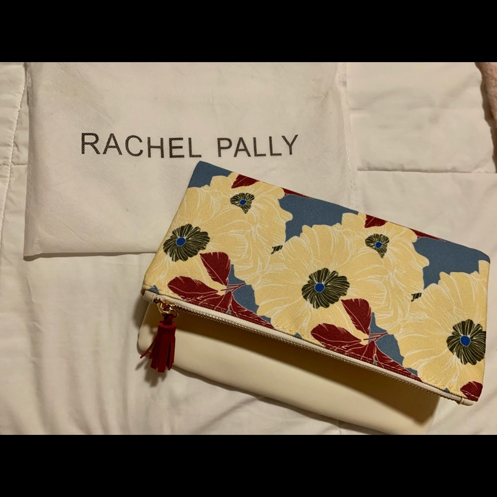 Rachel Pally floral clutch. Able to use both sides for different styles